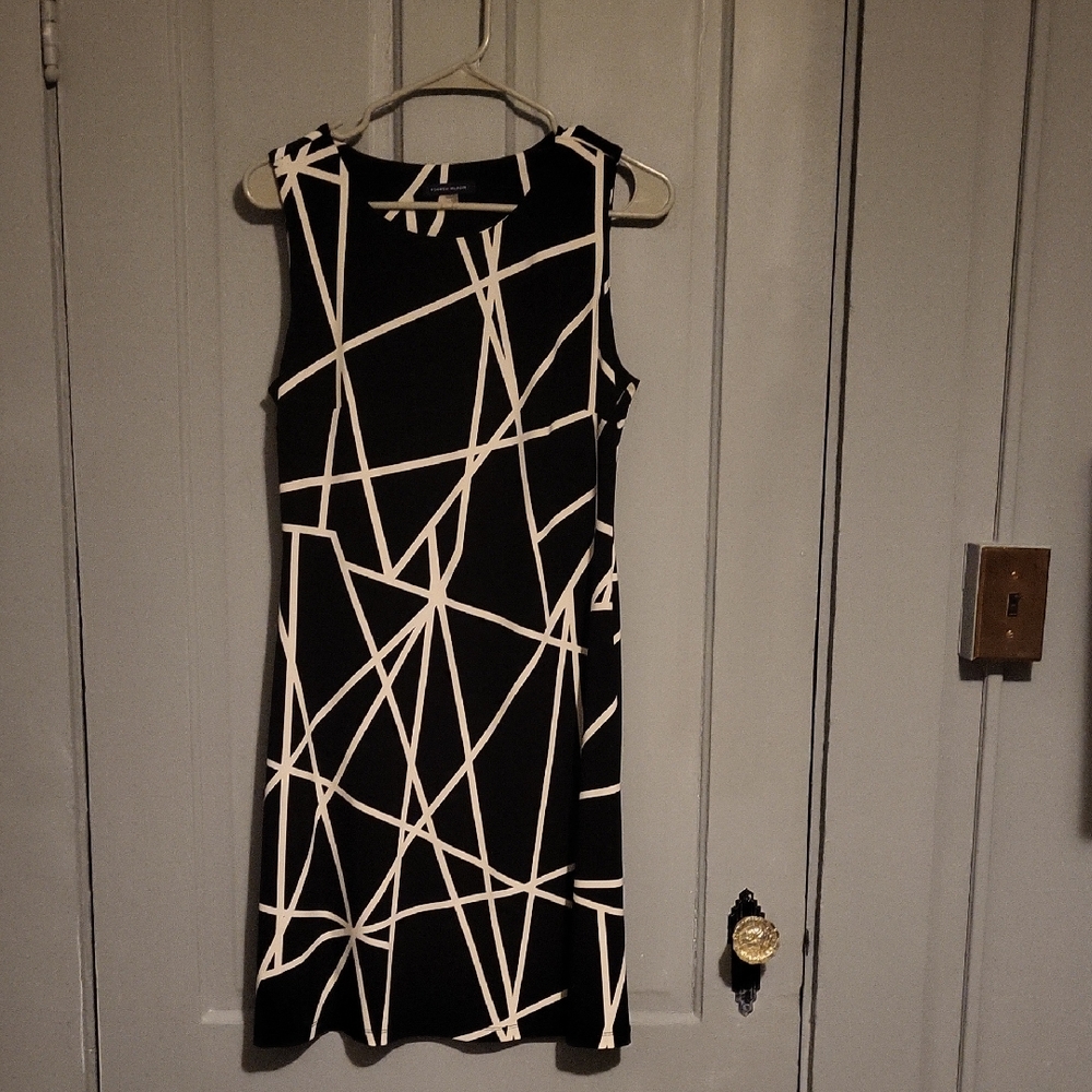 Chic Black and White Abstract Mini Dress